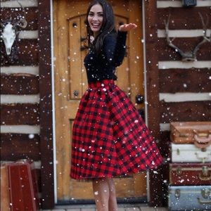 Shabby Apple Red and Black Check Skirt